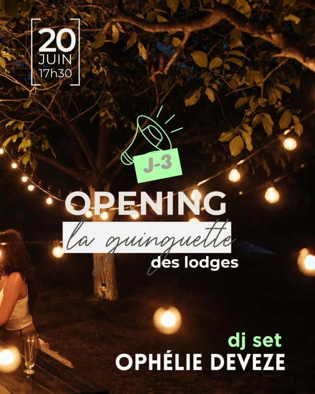 📣 𝗝-𝟯 𝙊𝙋𝙀𝙉𝙄𝙉𝙂 𝙂𝙐𝙄𝙉𝙂𝙐𝙀𝙏𝙏𝙀 𝘿𝙀𝙎 𝙇𝙊𝘿𝙂𝙀𝙎
C'est ce vendredi à partir de 17h30 !
𝗔𝘂 𝗽𝗿𝗼𝗴𝗿𝗮𝗺𝗺𝗲
----------
🌞 Une ambiance summer, chill & festive comme on les aime 🌴
🌞 Un dj set summer signé 𝗢𝗽𝗵𝗲́𝗹𝗶𝗲 𝗗𝗲𝘃𝗲𝘇𝗲 @ophelie_dj
𝗔𝘂 𝗺𝗲𝗻𝘂
----------
🍢 Grillades
🧀 Planches à partager
🍹 Boissons fraîches
🍻 Bières locales @brasserielagerboise
𝗣𝗮𝗿𝘁𝗮𝗴𝗲𝗿 𝘂𝗻 𝗺𝗮𝘅, 𝗼𝗻 𝗰𝗼𝗺𝗽𝘁𝗲 𝘀𝘂𝗿 𝘃𝗼𝘂𝘀 !
.
.
.
#OpeningGuinguette #Lodgesdulac #aiguebelette #aiguebelettelelac #saintalbandemontbel #DJSetOphélieDeveze #SoiréeGuinguette #FoodAndSun #SummerParty